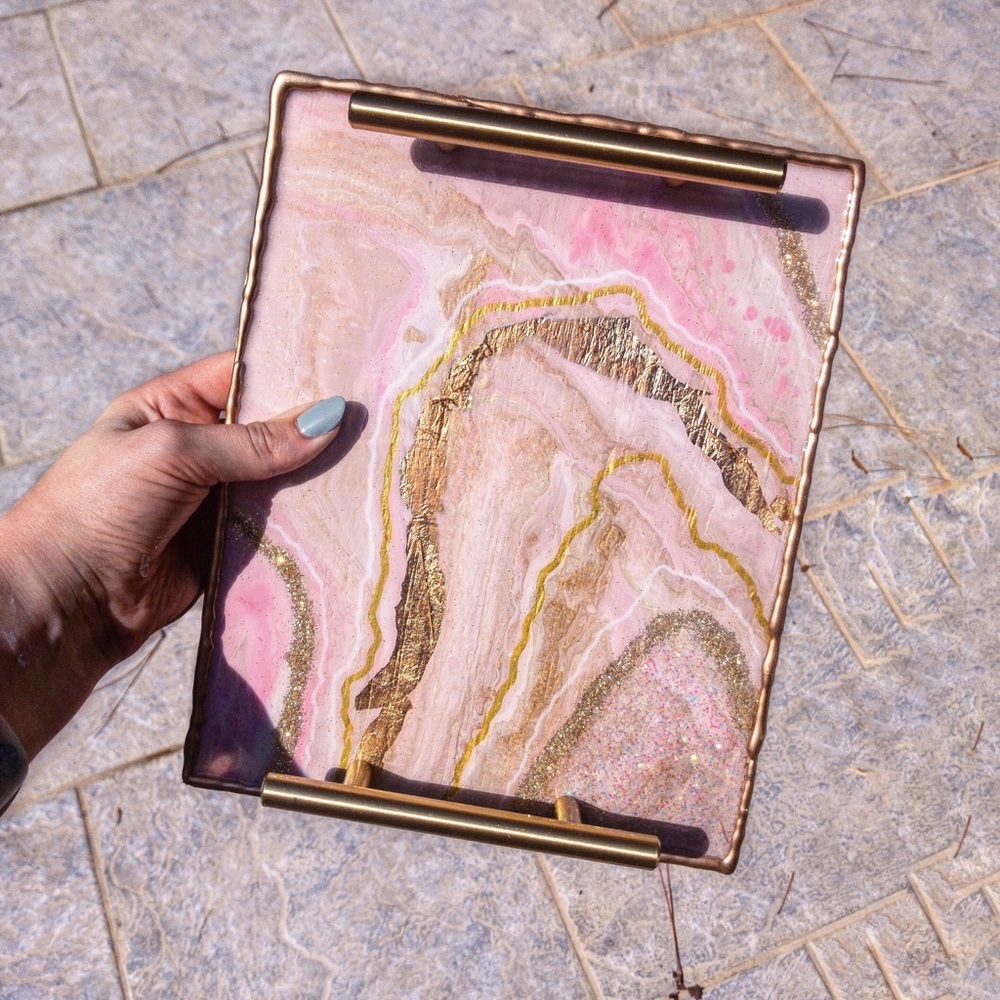 Custom Geode Makeup Rolling Tray